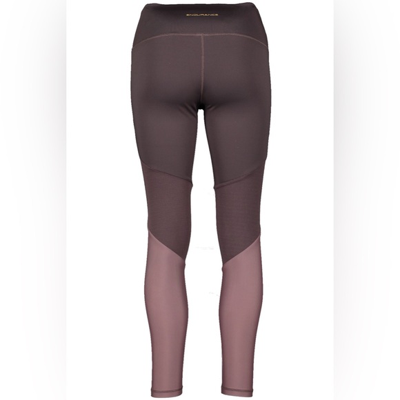 Endurance Women's Black Brown Dolyniee with Colorblock Tights Leggings SZ Medium - Picture 8 of 9